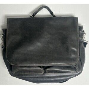 Vintage GAP 1990’s Black Messenger Bag Vegan Crossbody Strap Multi Compartment
